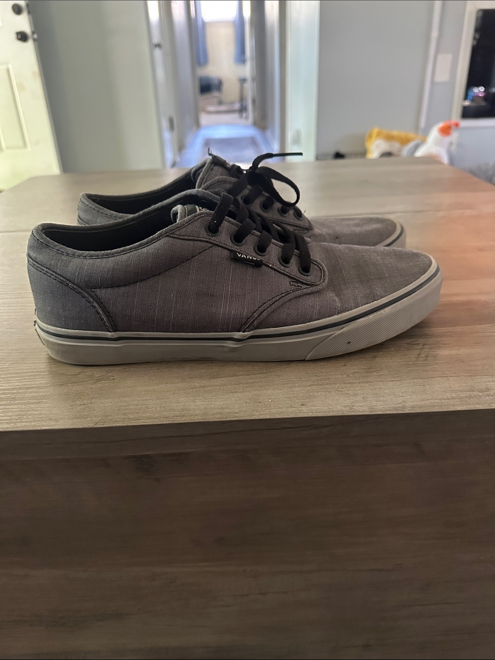 Vans Men’s Gray Canvas Low-Top Sneakers with Black Laces